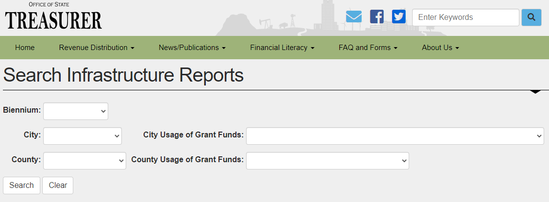 Infrastructure Funding Report Search